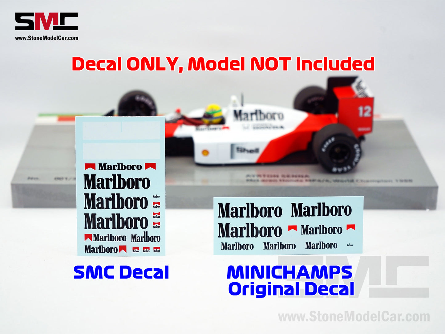 Decal for 1:18 MINICHAMPS Mclaren F1 MP4/4 Ayrton Senna Japan 1988 World Champion