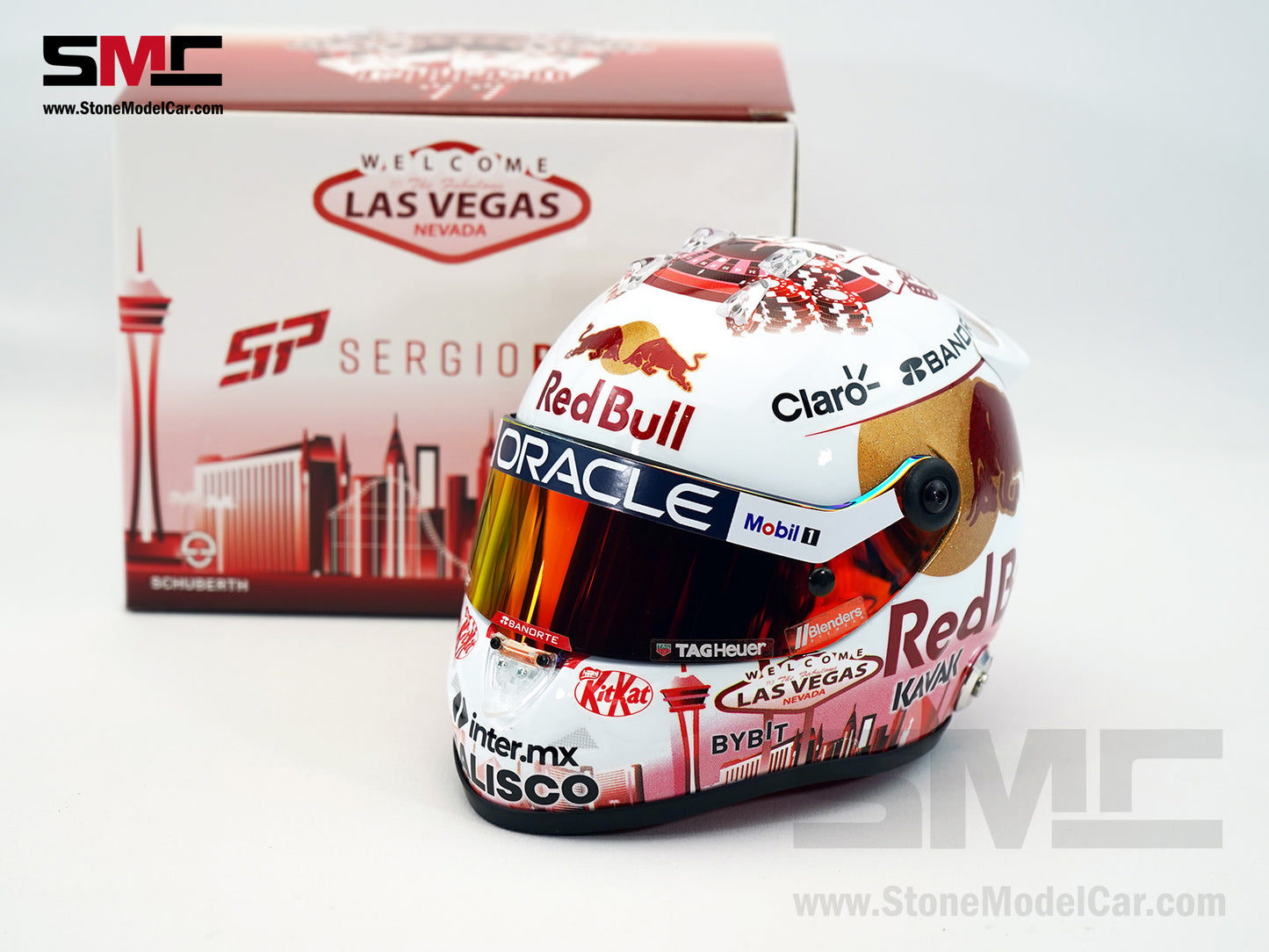 Red Bull F1 RB19 #11 Sergio Perez USA Las Vegas GP 2023 Podium 1:2 Helmet Schuberth