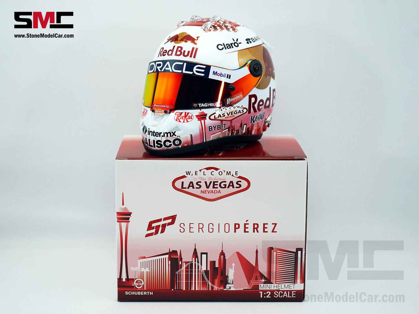 Red Bull F1 RB19 #11 Sergio Perez USA Las Vegas GP 2023 Podium 1:2 Helmet Schuberth