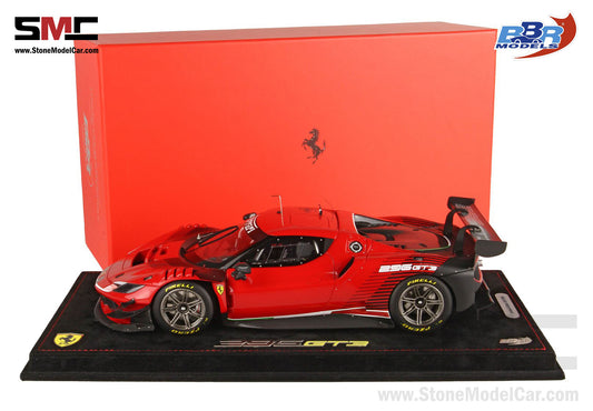 BBR 1:18 Ferrari 296 GT3 2022 - Rosso Corsa 322 Red P18225A with Leather Base