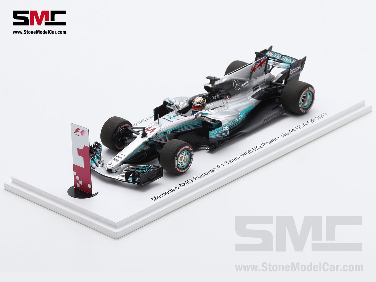 [Pre-Order] Mercedes F1 W08 #44 Lewis Hamilton US GP 2017 4x World Champion 1:43 Spark with Figure