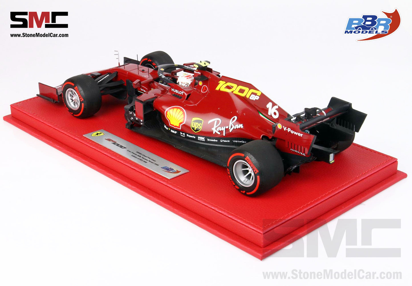 Ferrari F1 SF1000 #16 Charles Leclerc Tuscan 2020 Mugello 1000th GP 1:18 BBR Red Leather Base