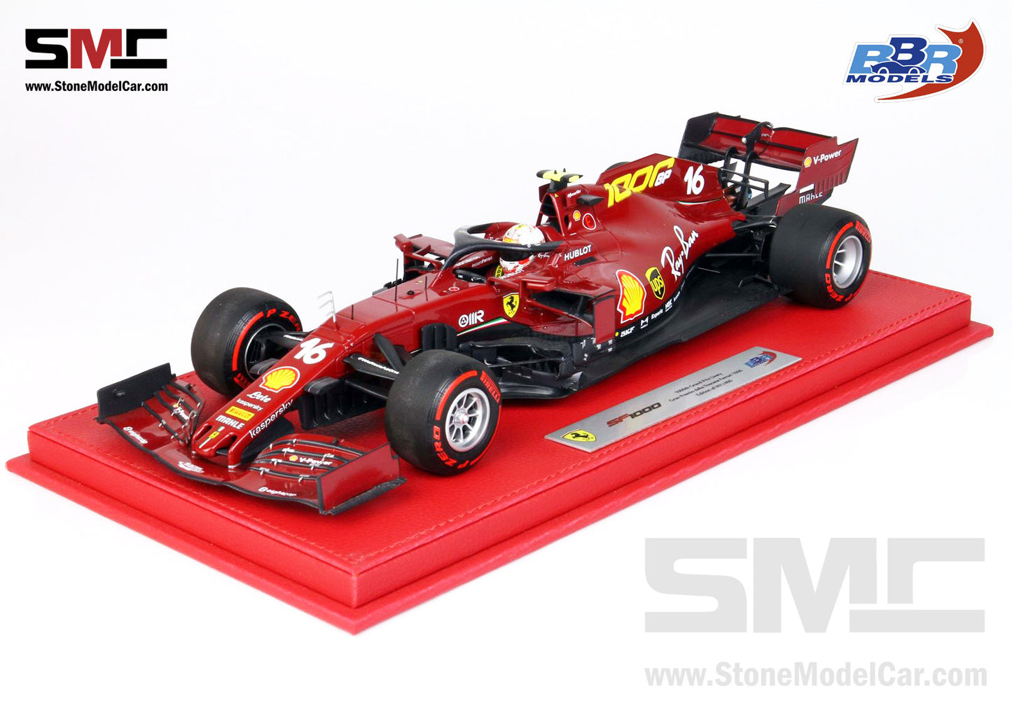 Ferrari F1 SF1000 #16 Charles Leclerc Tuscan 2020 Mugello 1000th GP 1:18 BBR Red Leather Base