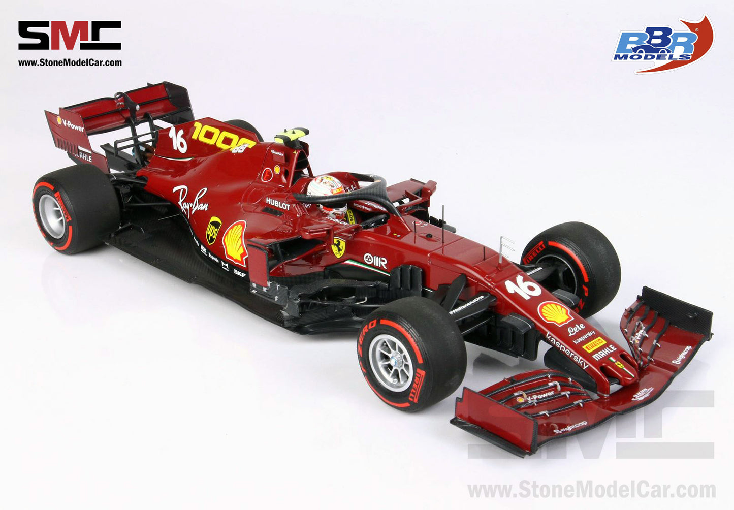 Ferrari F1 SF1000 #16 Charles Leclerc Tuscan 2020 Mugello 1000th GP 1:18 BBR Polifoam Packaging