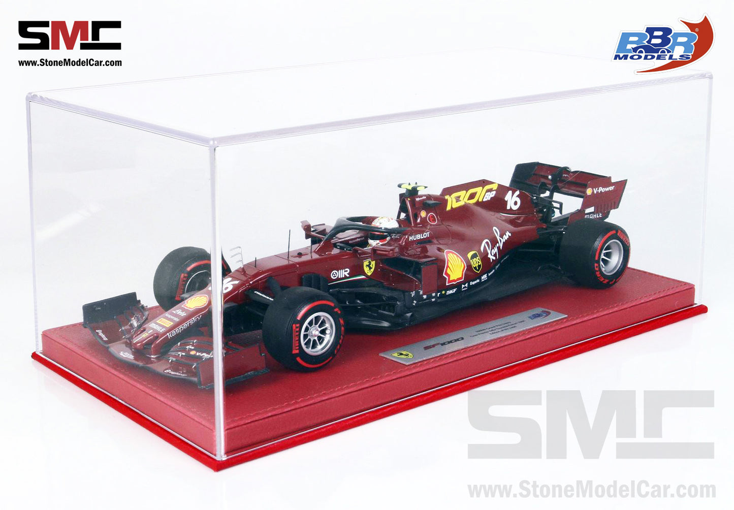 Ferrari F1 SF1000 #16 Charles Leclerc Tuscan 2020 Mugello 1000th GP 1:18 BBR Red Leather Base