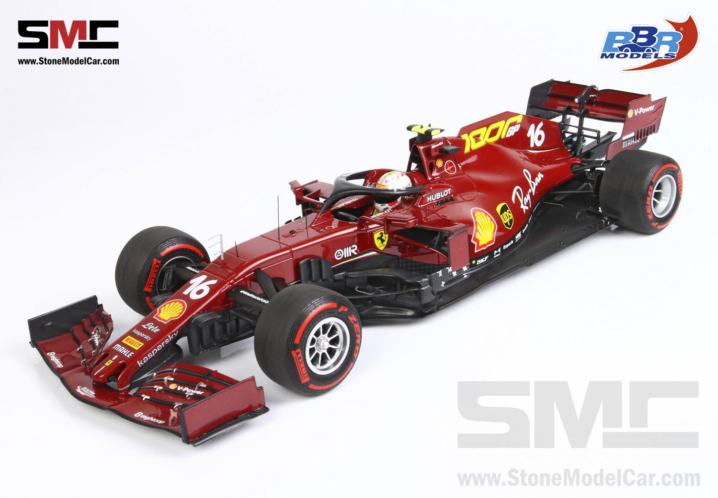 Ferrari F1 SF1000 #16 Charles Leclerc Tuscan 2020 Mugello 1000th GP 1:18 BBR Red Leather Base