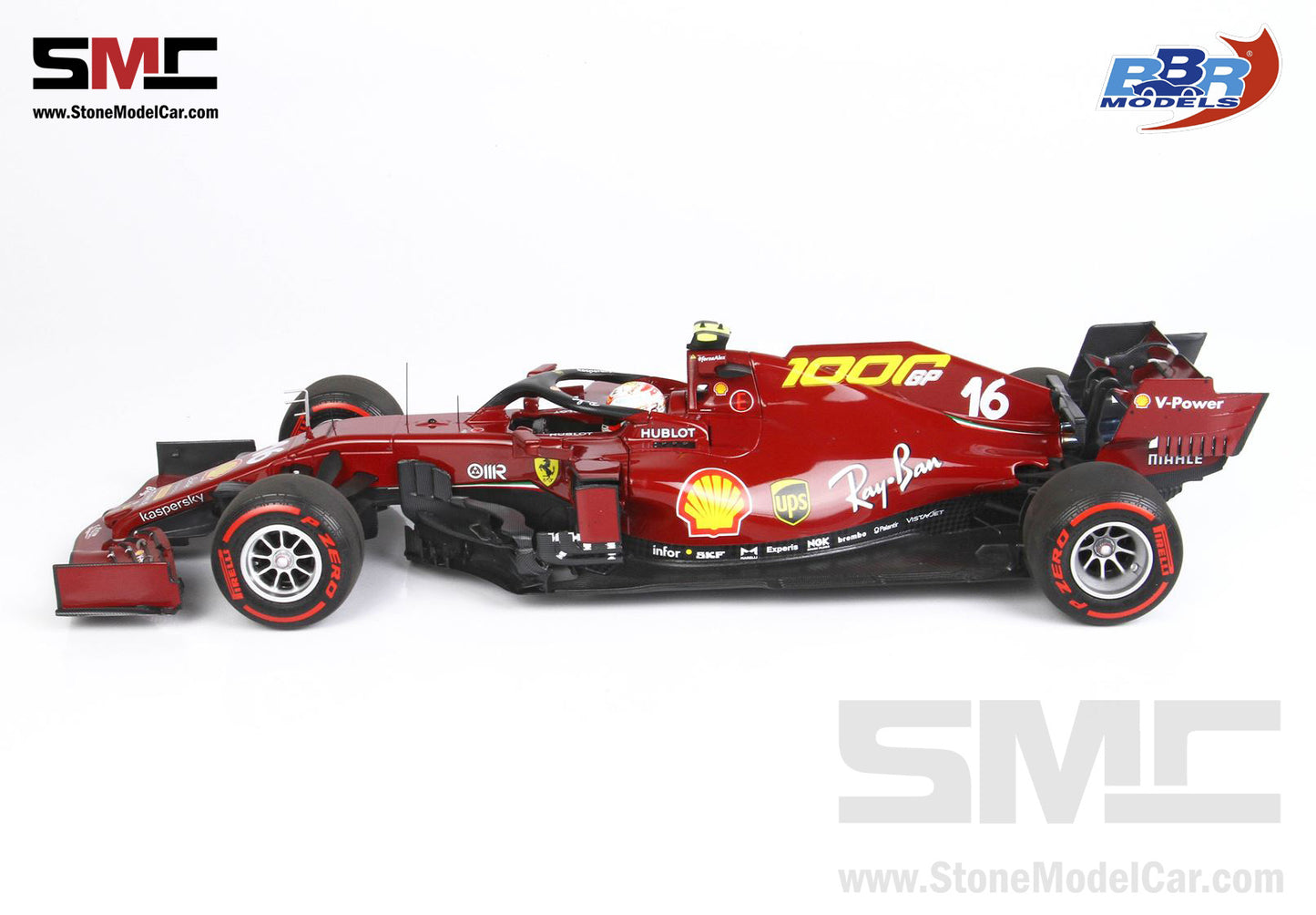 Ferrari F1 SF1000 #16 Charles Leclerc Tuscan 2020 Mugello 1000th GP 1:18 BBR Polifoam Packaging