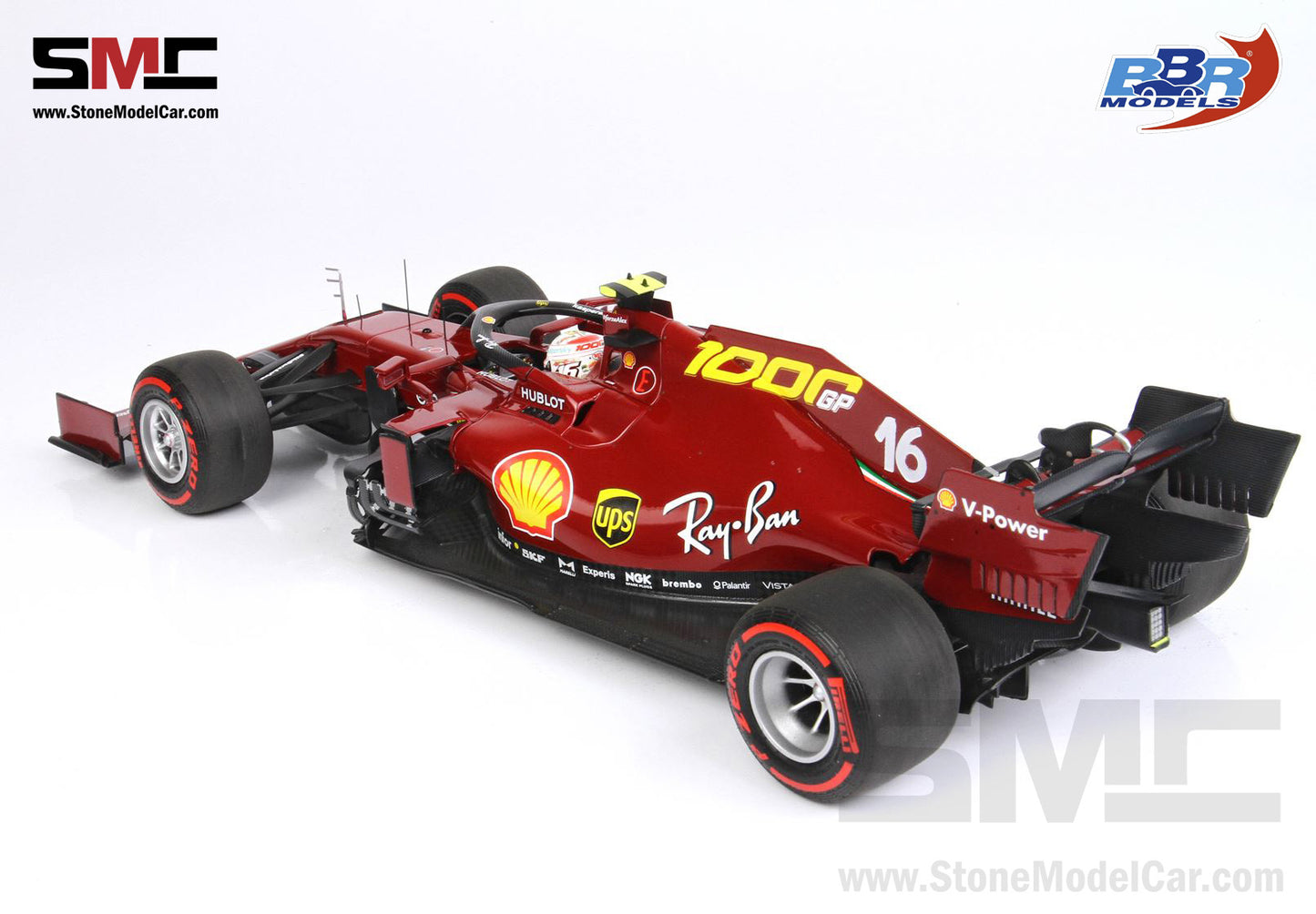 Ferrari F1 SF1000 #16 Charles Leclerc Tuscan 2020 Mugello 1000th GP 1:18 BBR Polifoam Packaging