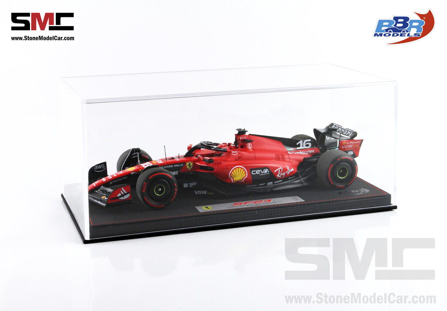 [Pre-Order] Ferrari F1 SF-23 #16 Charles Leclerc Belgium SPA GP 2023 BBR 1:18 with Leather Base