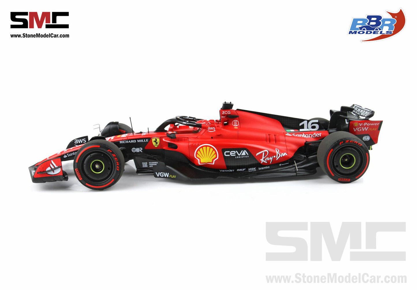[Pre-Order] Ferrari F1 SF-23 #16 Charles Leclerc Belgium SPA GP 2023 BBR 1:18 with Leather Base