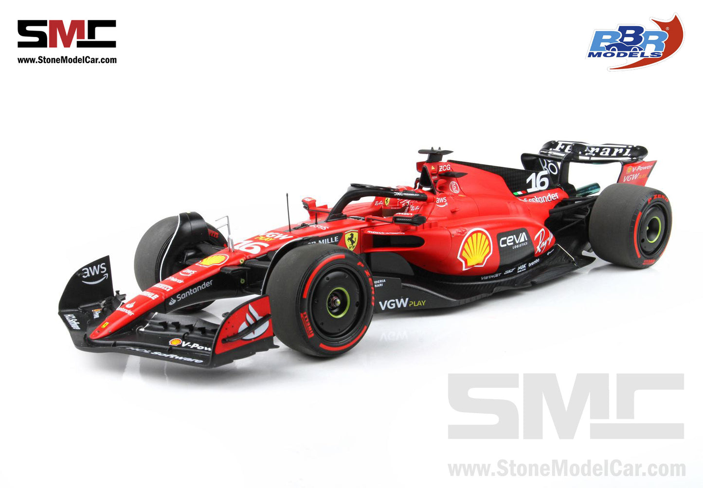 [Pre-Order] Ferrari F1 SF-23 #16 Charles Leclerc Belgium SPA GP 2023 BBR 1:18 Polifoam Packaging