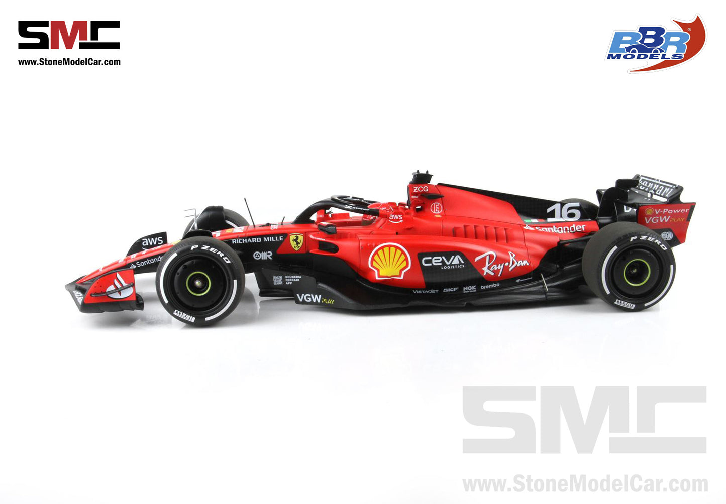 [Pre-Order] Ferrari F1 SF-23 #16 Charles Leclerc Singapore GP 2023 BBR 1:18 with Leather Base