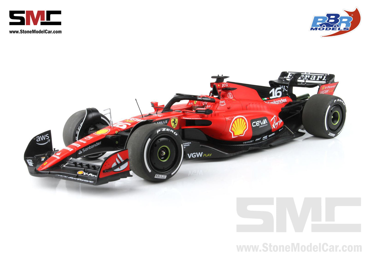 [Pre-Order] Ferrari F1 SF-23 #16 Charles Leclerc Singapore GP 2023 BBR 1:18 with Leather Base