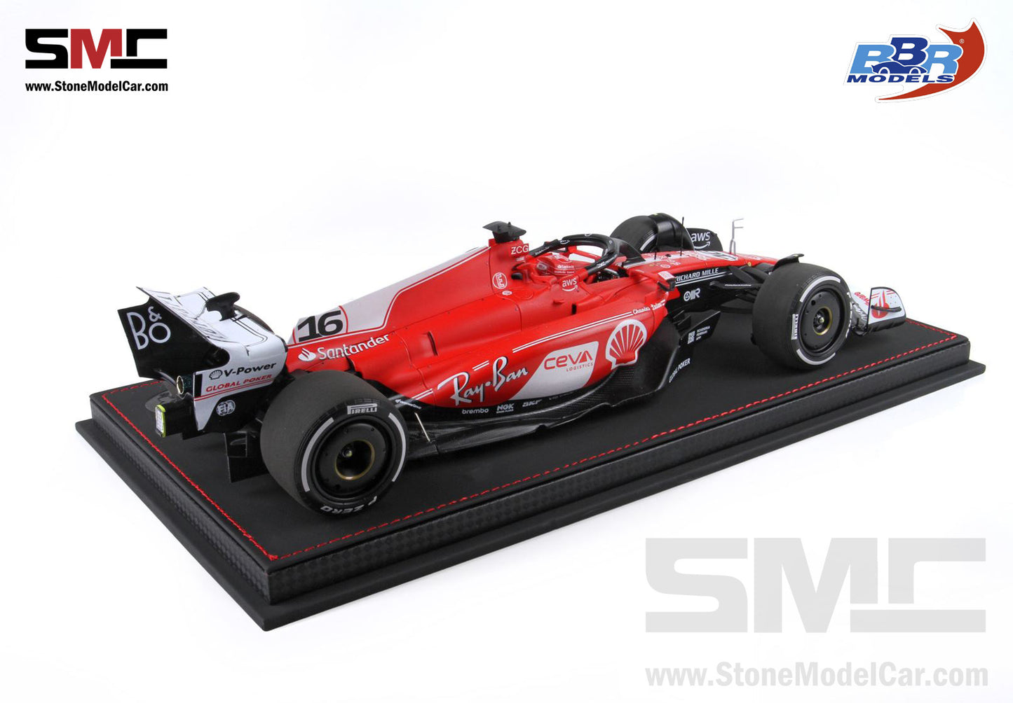 [Pre-Order] Ferrari F1 SF-23 #16 Charles Leclerc Las Vegas GP 2023 BBR 1:18 with Leather Base