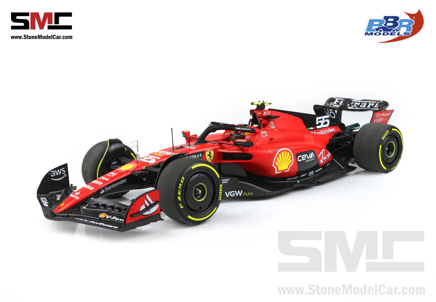 [Pre-Order] Ferrari F1 SF-23 #55 Carlos Sainz Belgium SPA GP 2023 BBR 1:18 Polifoam Packaging