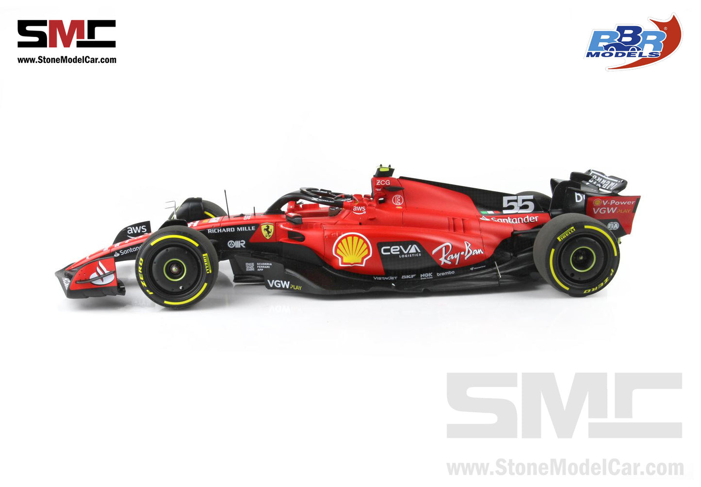 [Pre-Order] Ferrari F1 SF-23 #55 Carlos Sainz Belgium SPA GP 2023 BBR 1:18 Polifoam Packaging