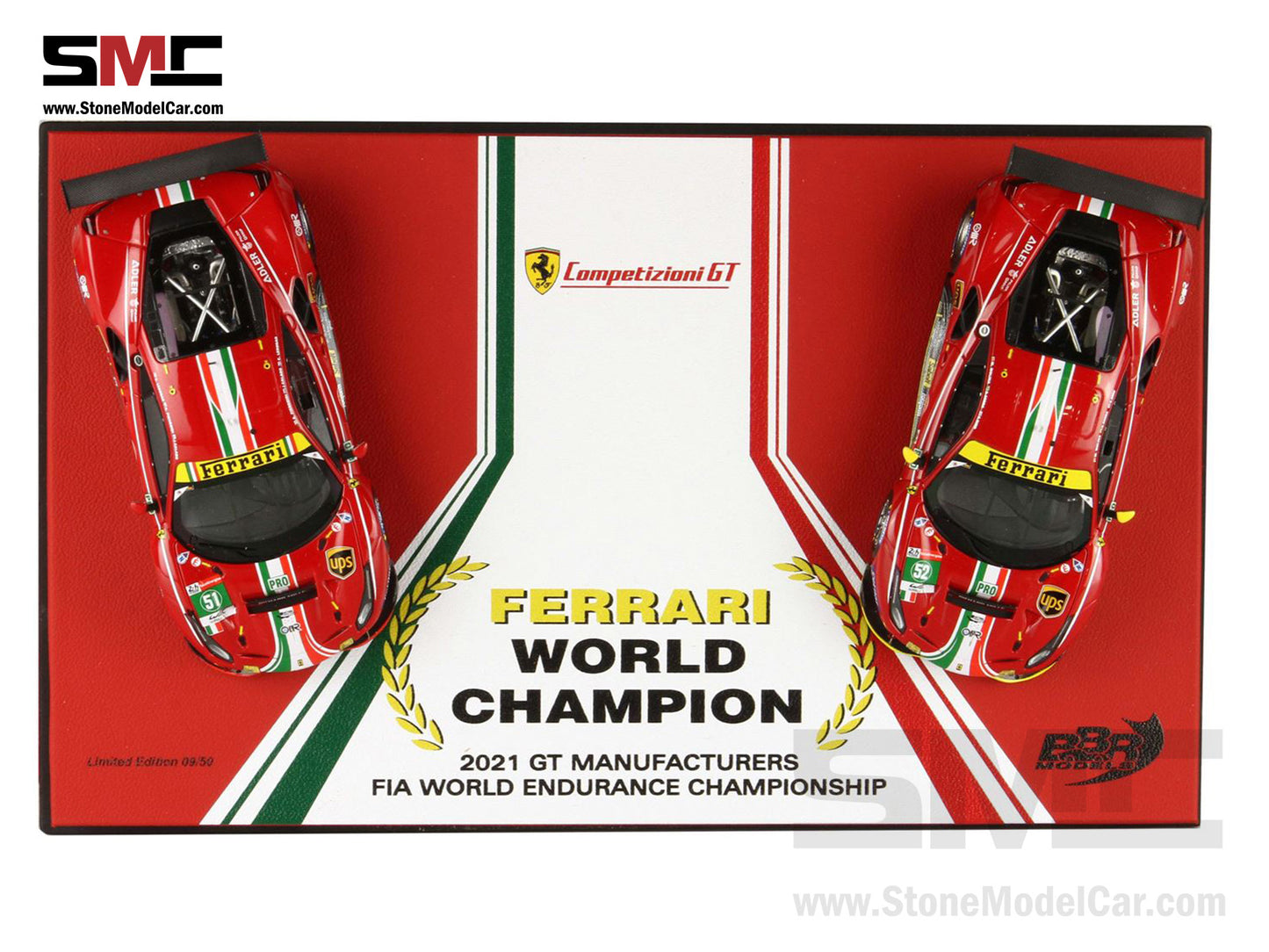 BBR 1:43 Ferrari 488 LM GTE PRO AF Corse #51 Winner & #52 2x-Car Set 24h Le Mans 2021 WEC Champion