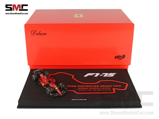 2022 F1 Ferrari F1-75 #16 Charles Leclerc Australia GP Career 1st Grand Slam BBR 1:43 Deluxe