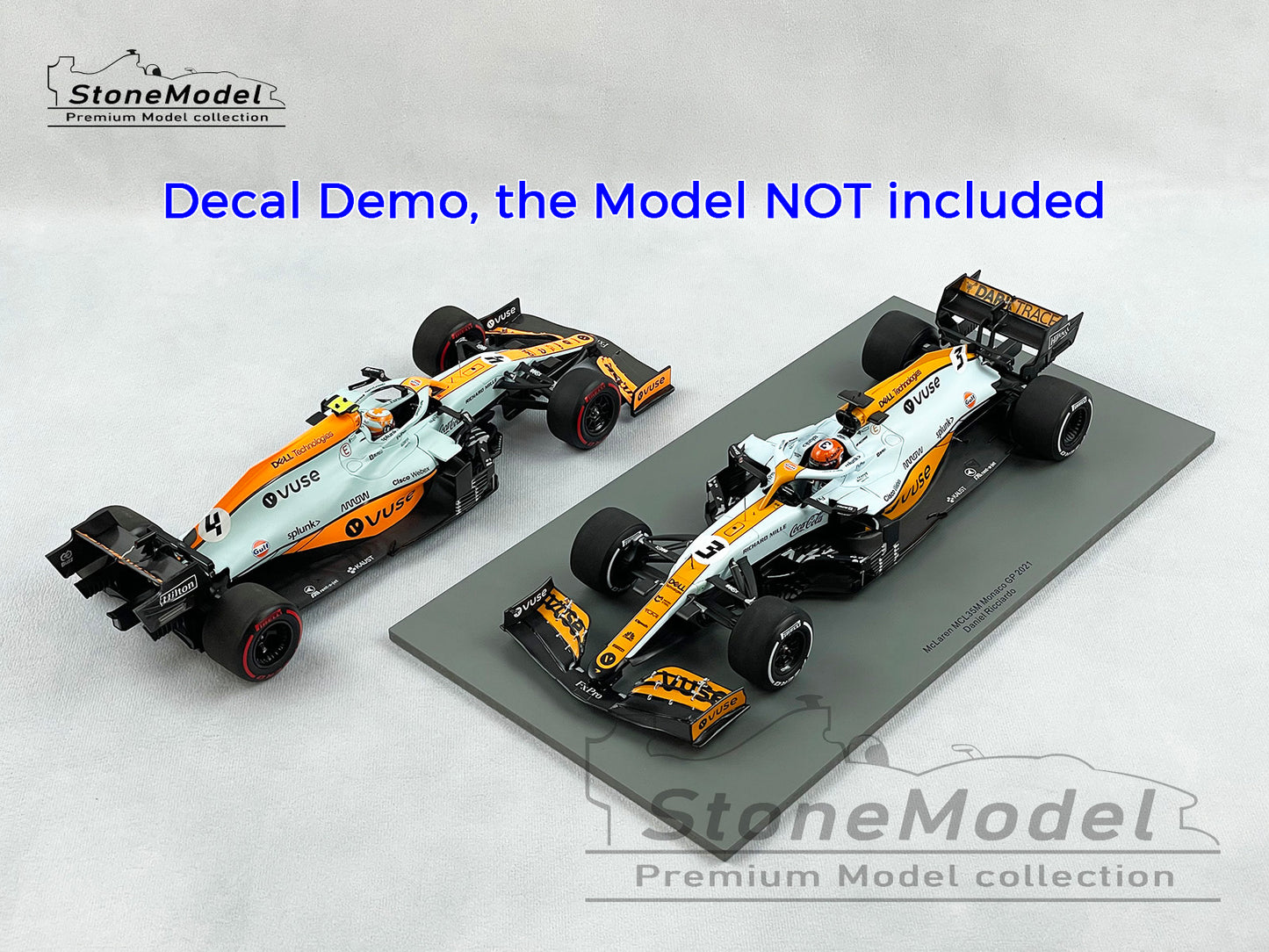 Decal for 1:18 Gulf Livery Mclaren F1 MCL35M Monaco GP 2021 MINICHAMPS & Spark