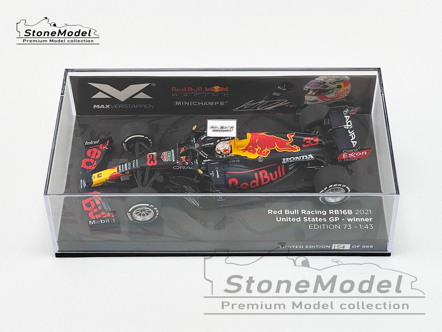 2021 F1 World Champion Max Verstappen #33 Red Bull F1 RB16B US GP Acura 1:43 MINICHAMPS