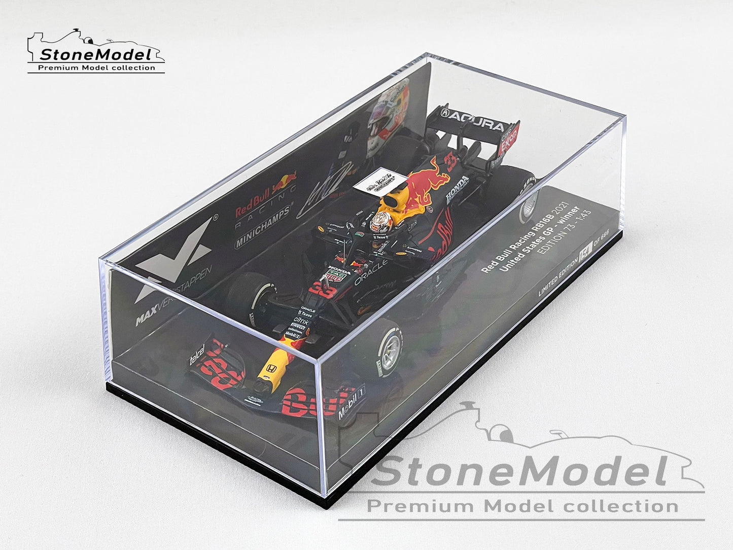 2021 F1 World Champion Max Verstappen #33 Red Bull F1 RB16B US GP Acura 1:43 MINICHAMPS