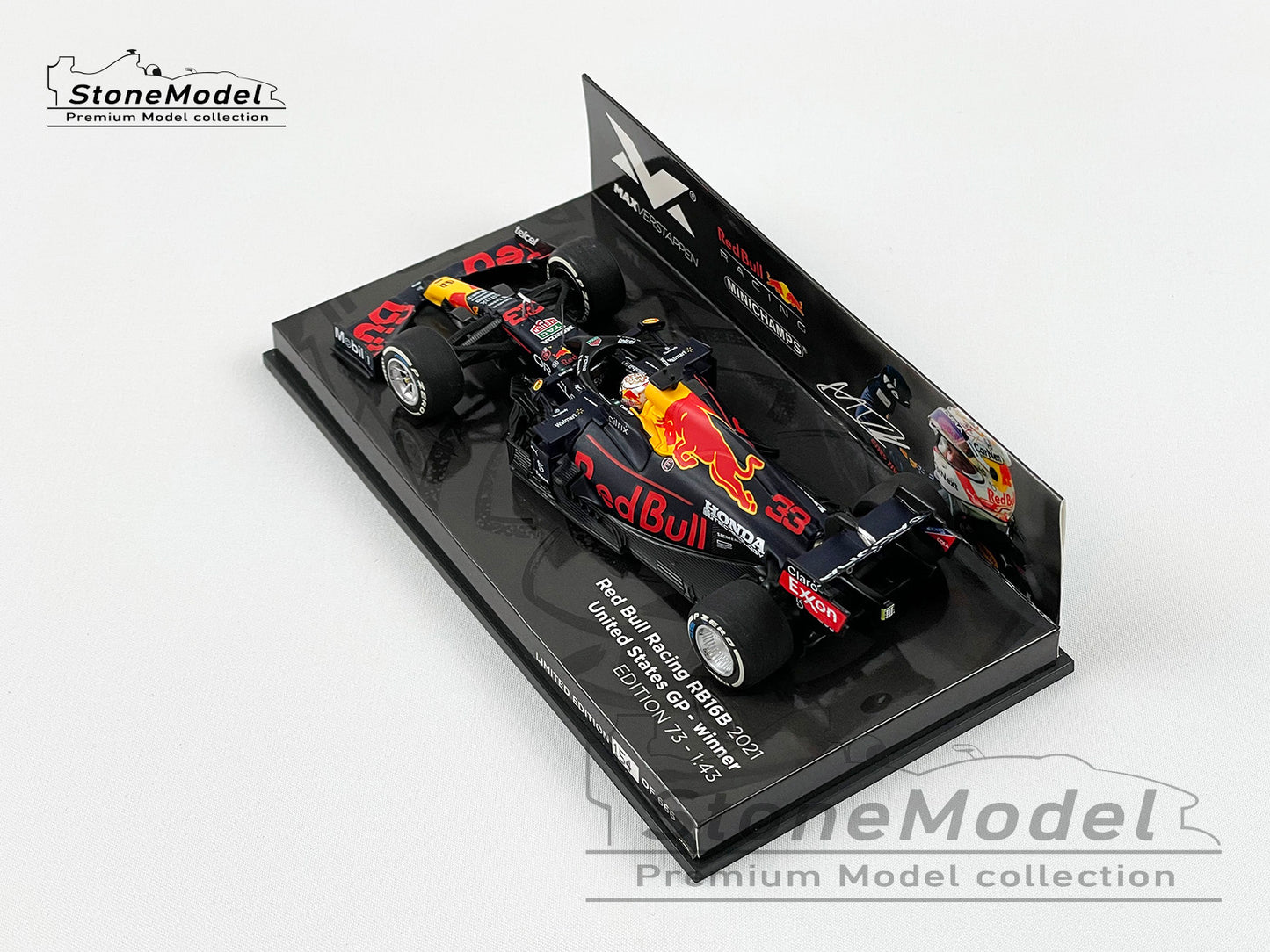 2021 F1 World Champion Max Verstappen #33 Red Bull F1 RB16B US GP Acura 1:43 MINICHAMPS