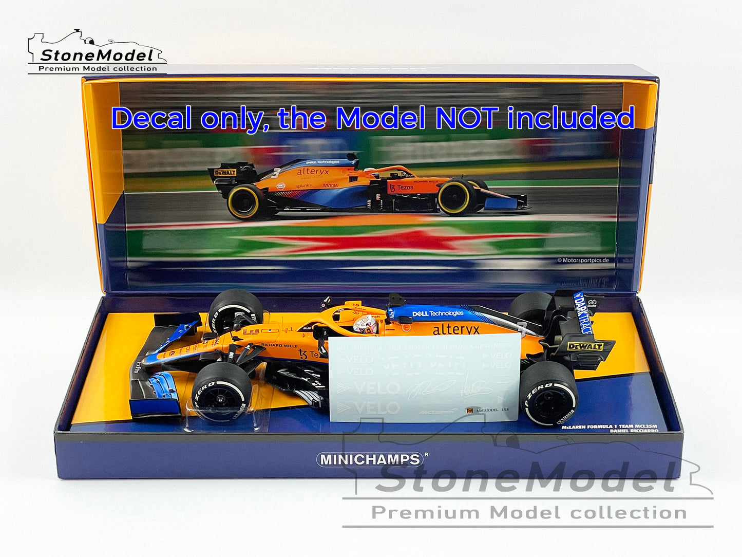 Decal for 1:18 Mclaren F1 MCL35M Italy 2021 Norris Ricciardo MINICHAMPS & Spark