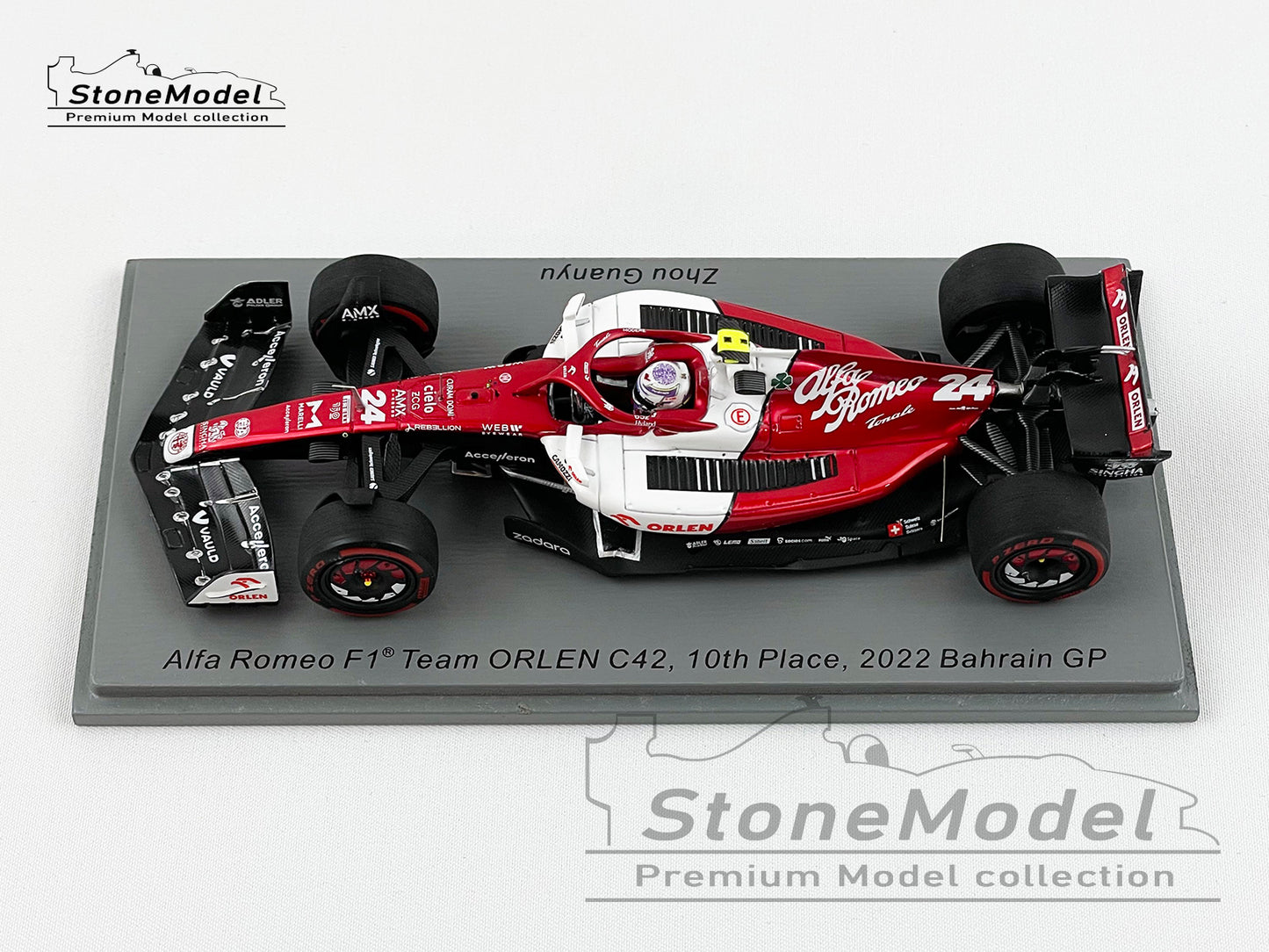 2022 Alfa Romeo Sauber F1 C42 #24 Zhou Guanyu Bahrain GP 10th 1st Point 1:43 Spark