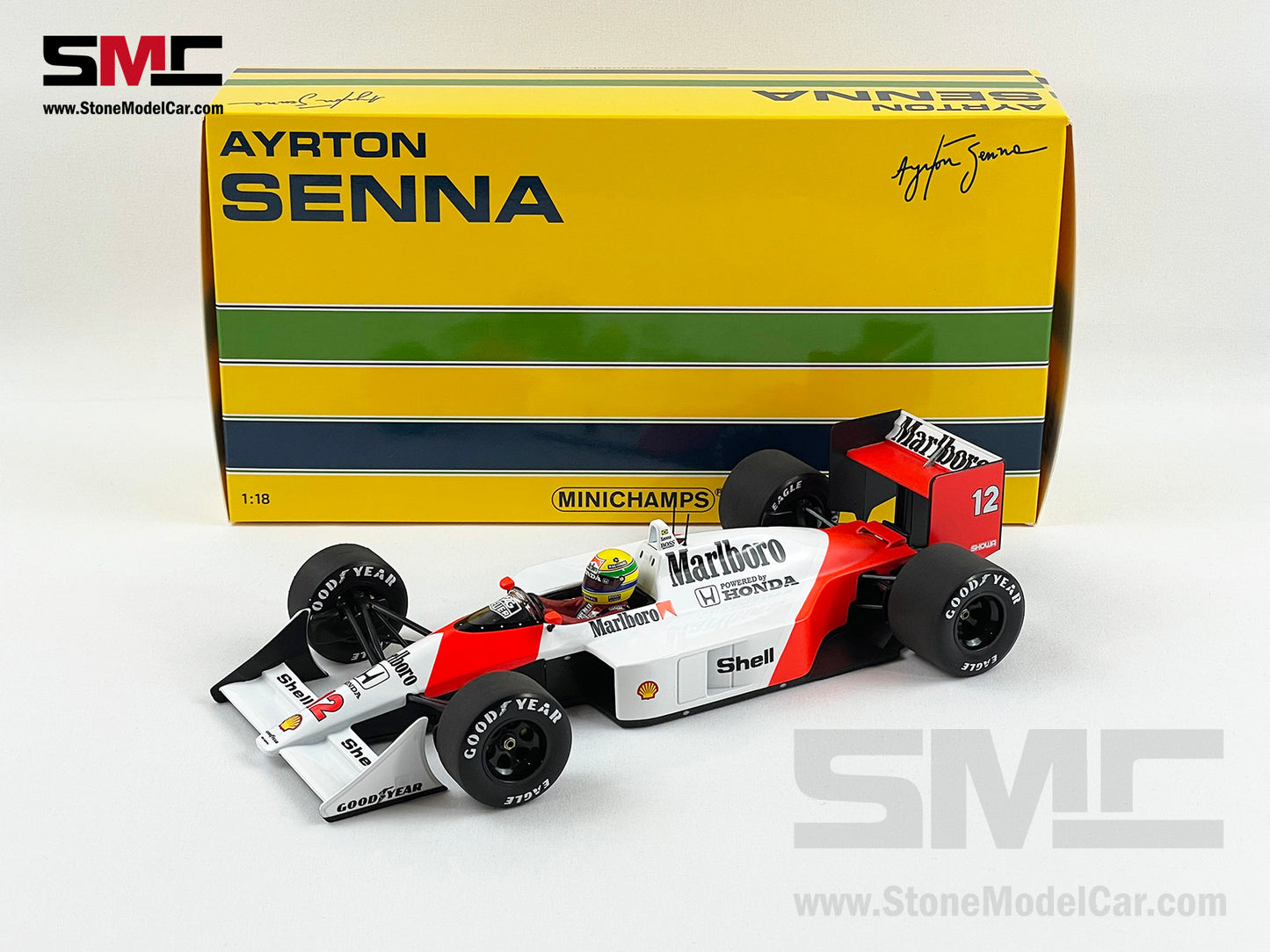 Mclaren F1 MP4/4 Ayrton Senna Japan 1988 World Champion 1:18 MINICHAMPS with Decal