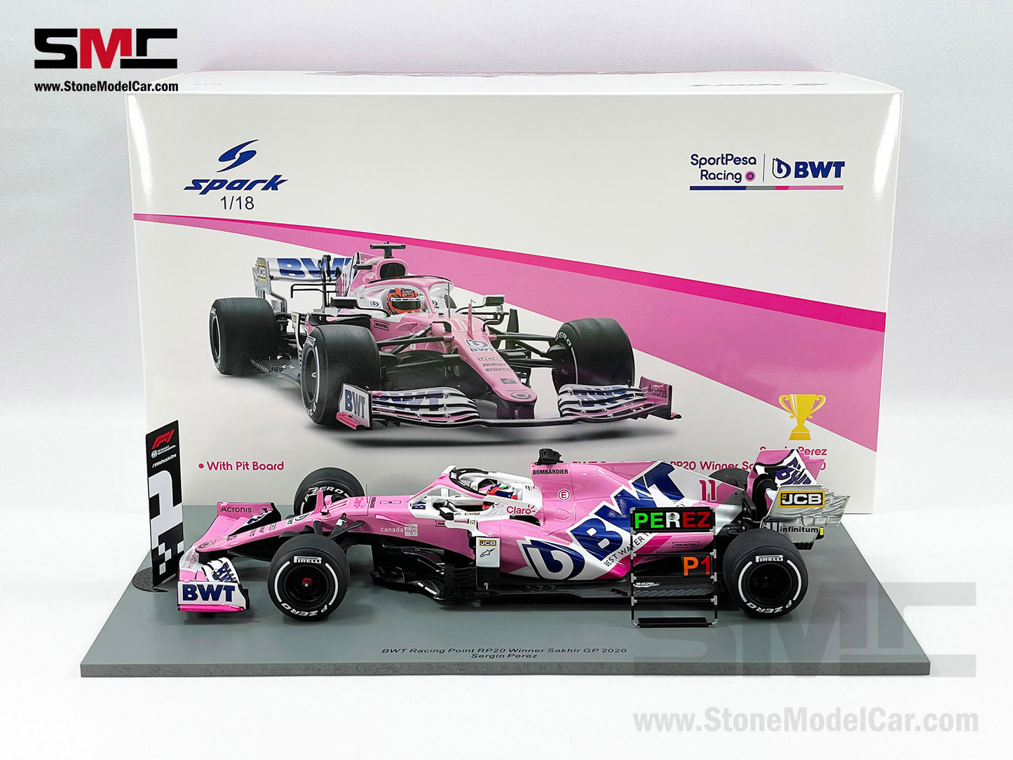 BWT Racing Point RP20 # 11 Sergio Perez Sakhir GP 2020 1st Win of F1 1:18 Spark