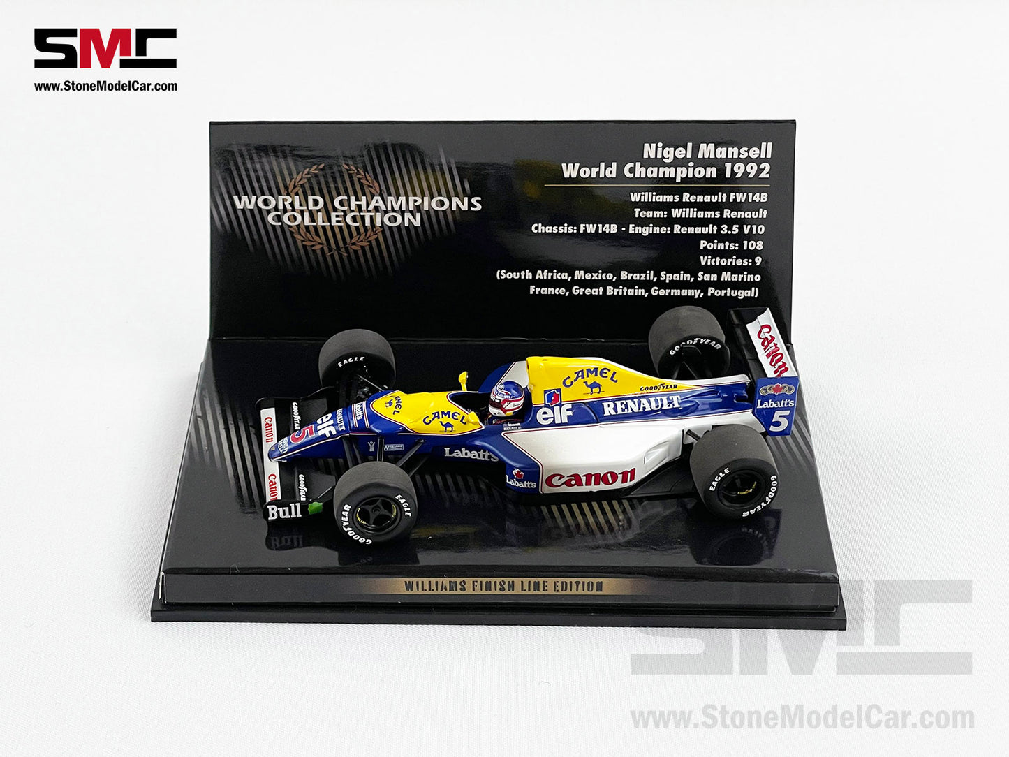 Williams F1 FW14B #5 Nigel Mansell 1992 World Champion 1:43 MINICHAMPS + CAMEL