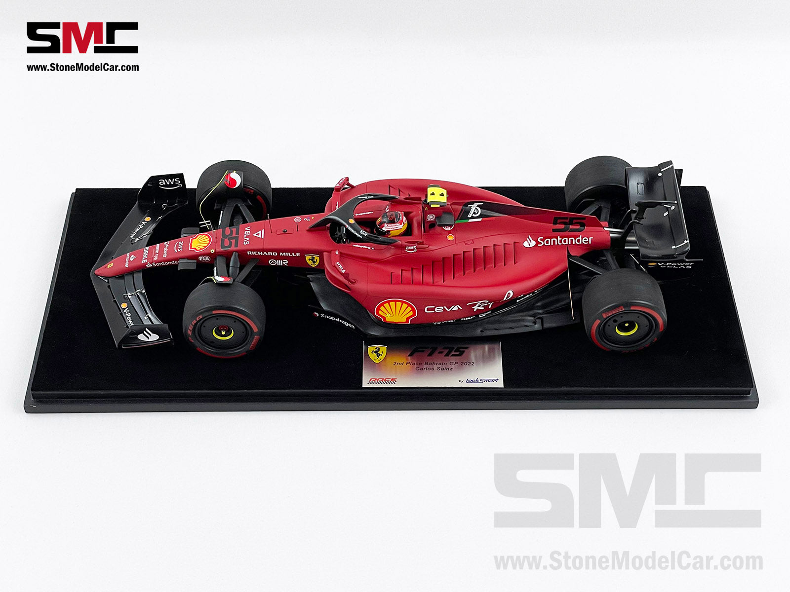 2022 F1 Ferrari F1-75 #55 Carlos Sainz Bahrain GP 2nd 1st 1-2 of 2022 –  Stone Model