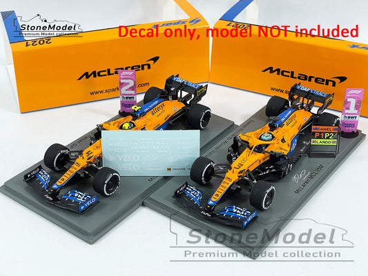 Decal for 1:43 Mclaren F1 MCL35M Italy 2021 Norris Ricciardo MINICHAMPS & Spark