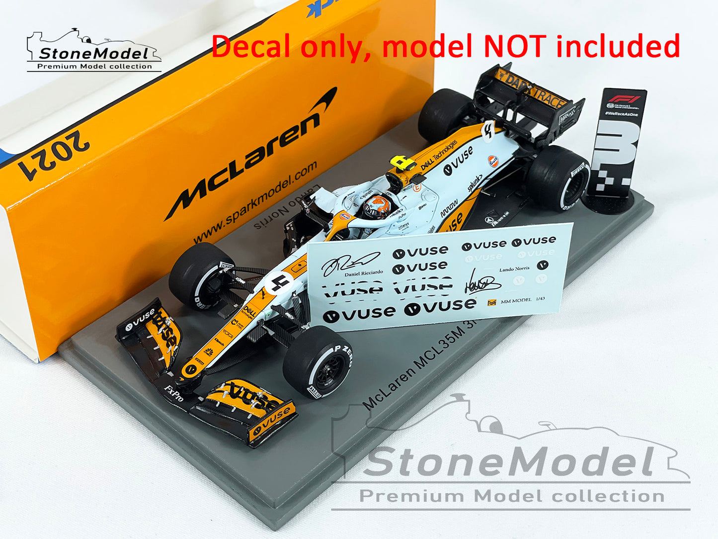 Decal for 1:43 Gulf Livery Mclaren F1 MCL35M Monaco GP 2021 MINICHAMPS & Spark