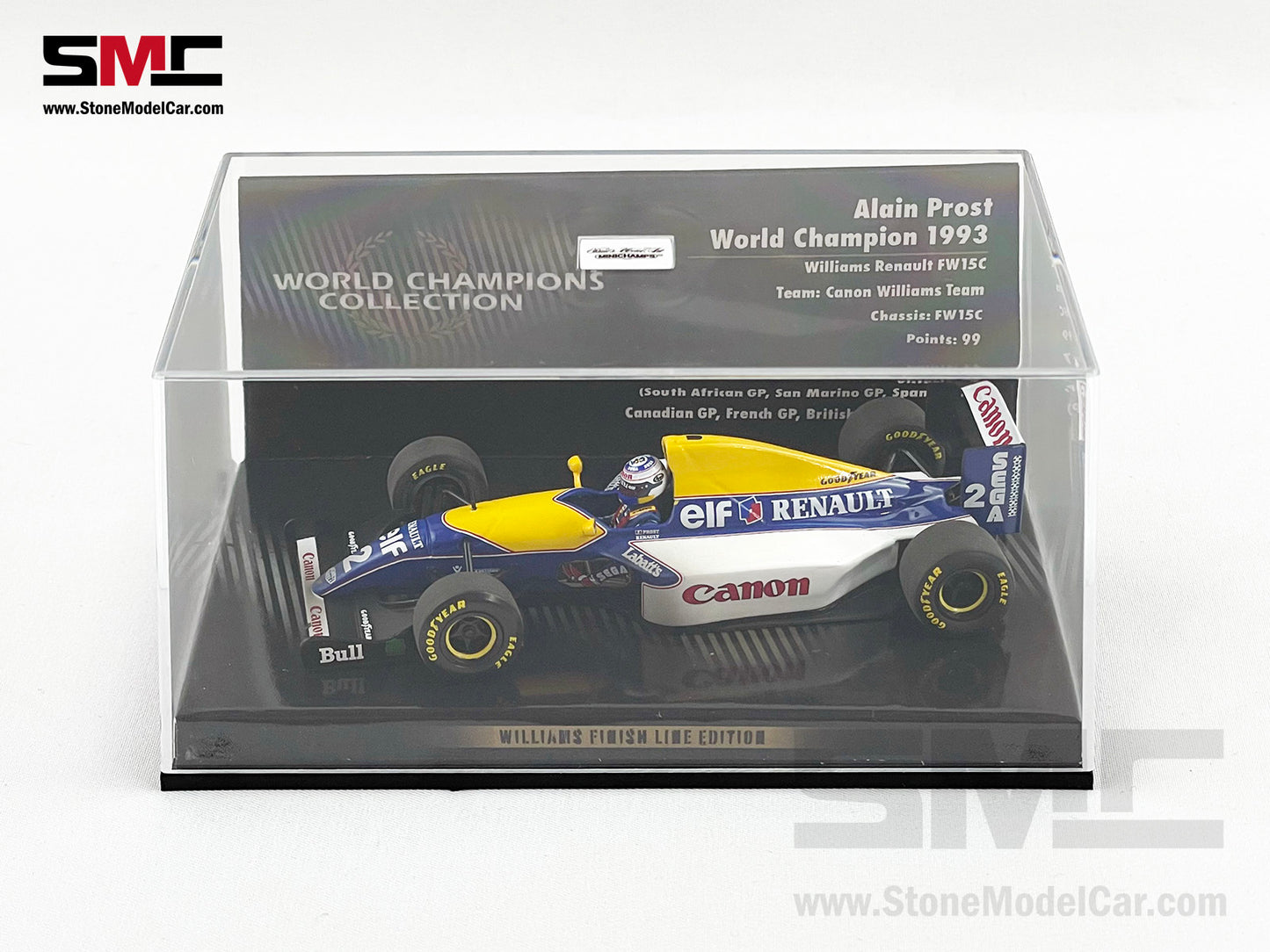 Williams F1 FW15C #2 Alain Prost 1993 World Champion 1:43 MINICHAMPS + CAMEL Decal