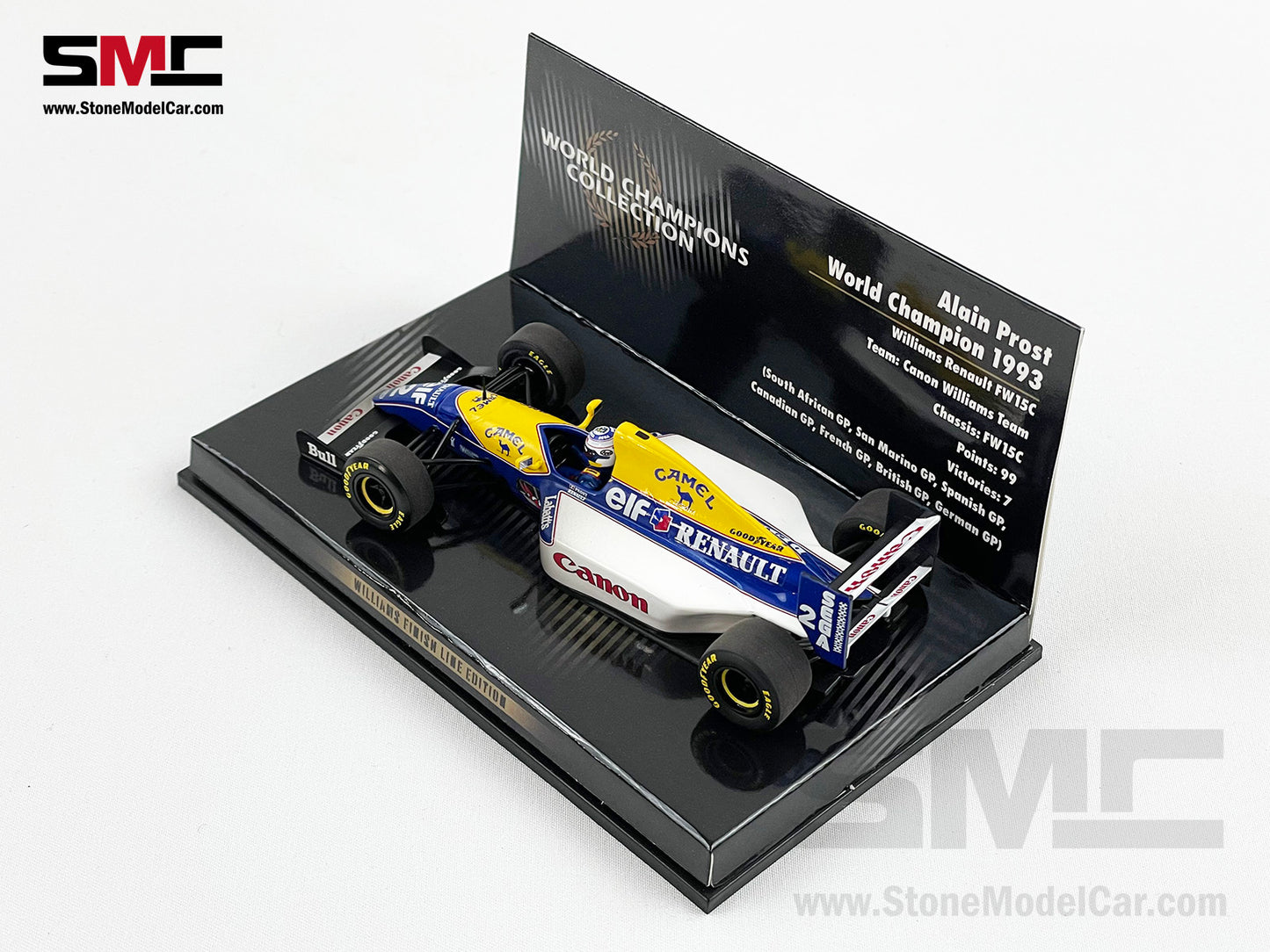 Williams F1 FW15C #2 Alain Prost 1993 World Champion 1:43 MINICHAMPS with CAMEL Decal