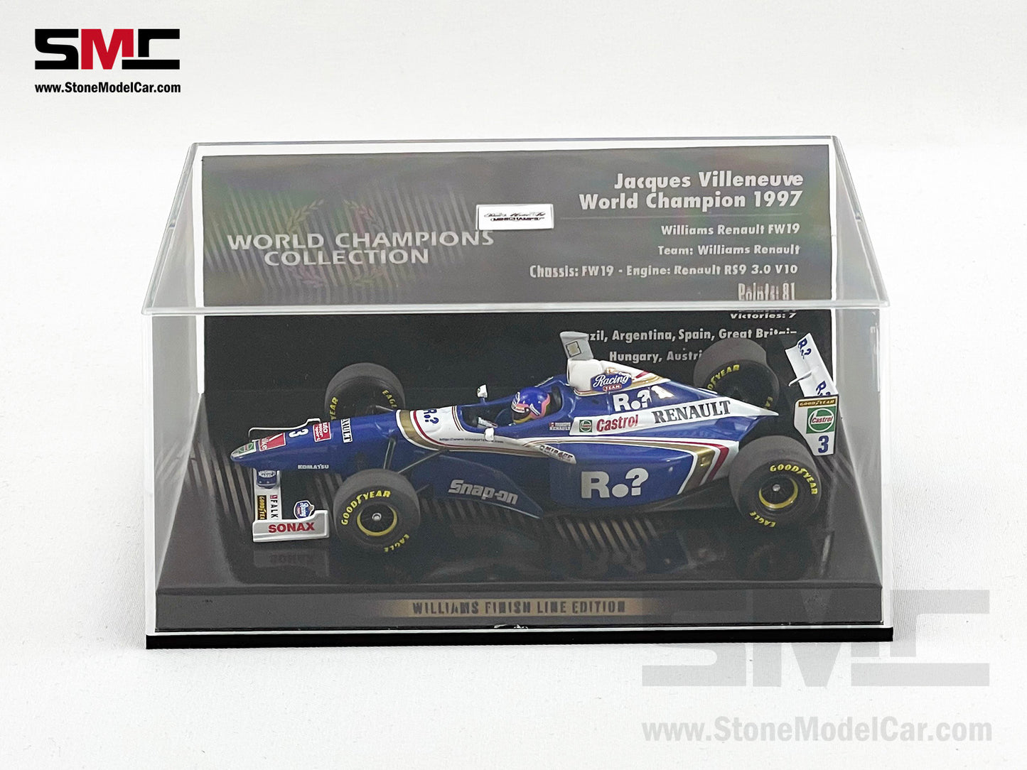 Williams F1 FW19 #3 Jacques Villeneuve 1997 World Champion 1:43 MINICHAMPS