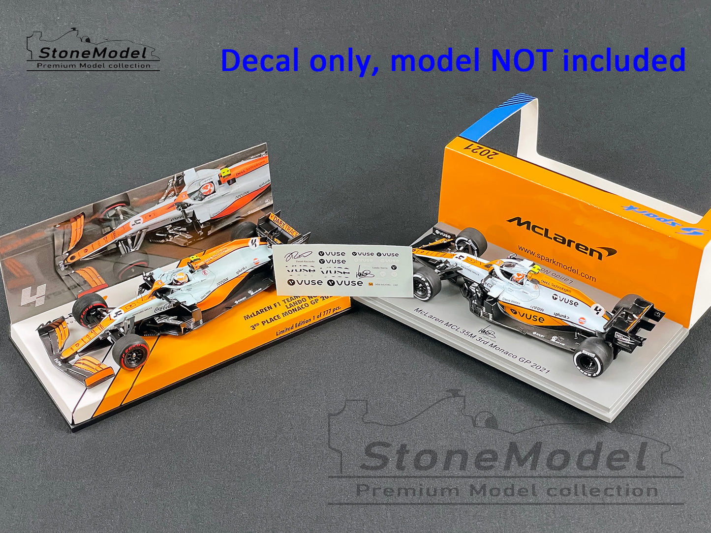 Decal for 1:43 Gulf Livery Mclaren F1 MCL35M Monaco GP 2021 MINICHAMPS & Spark