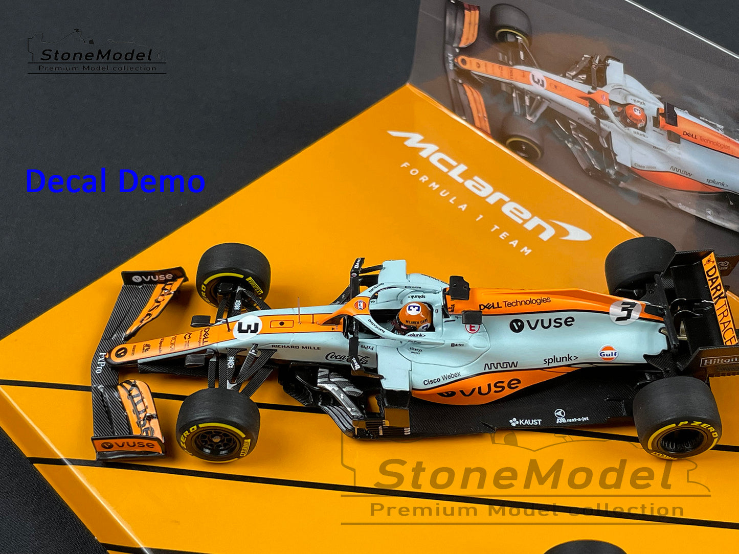 Decal for 1:43 Gulf Livery Mclaren F1 MCL35M Monaco GP 2021 MINICHAMPS & Spark