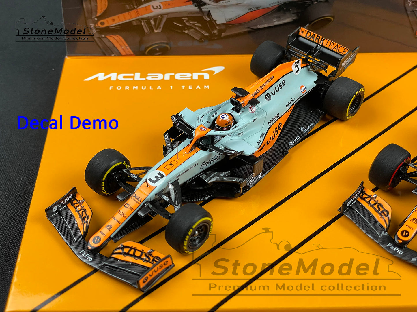 Decal for 1:43 Gulf Livery Mclaren F1 MCL35M Monaco GP 2021 MINICHAMPS & Spark