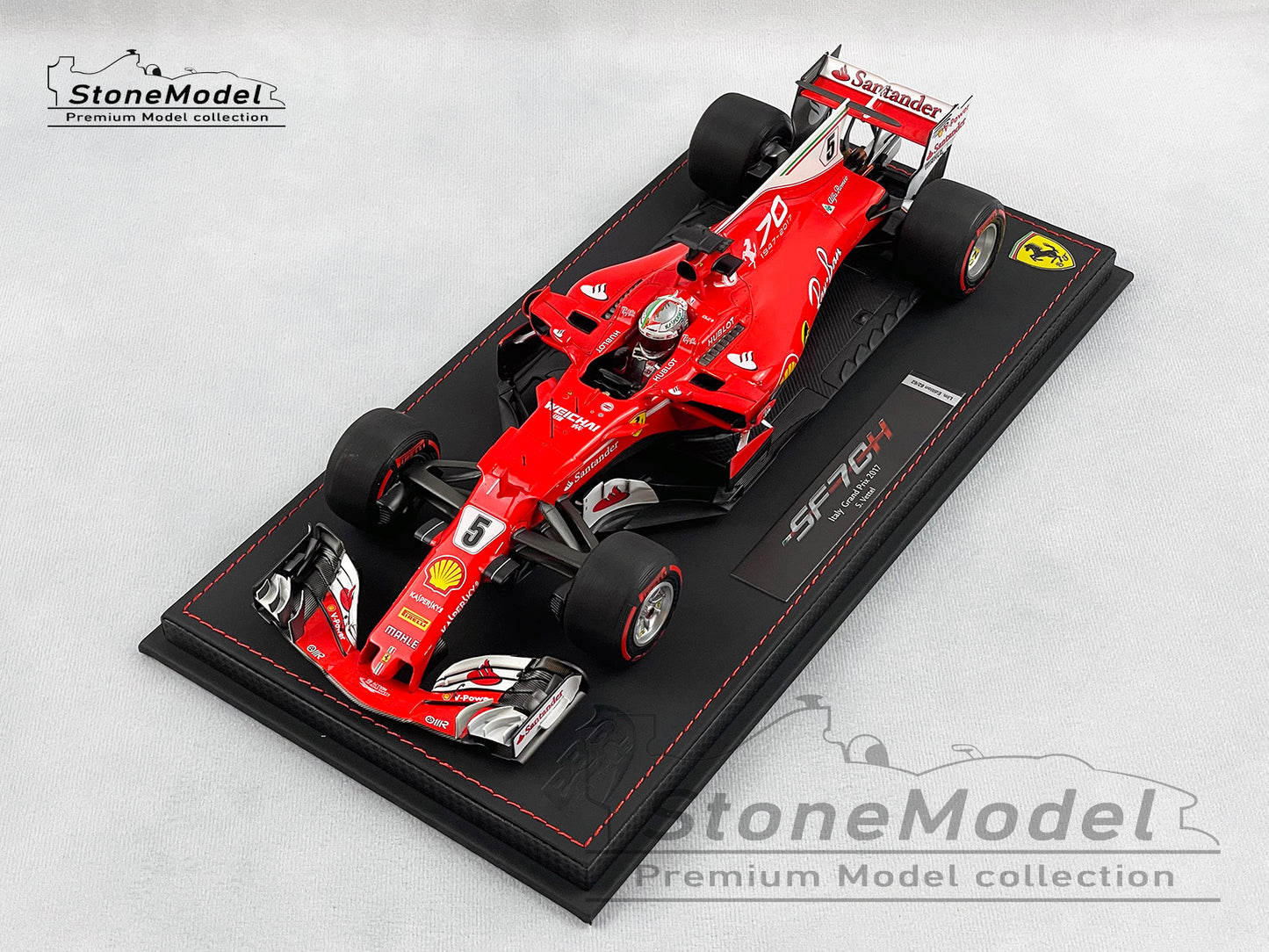 BBR 1:18 Ferrari F1 SF70H #5 Sebastian Vettel Italy GP Monza 2017 70th Anniversary with Display Case