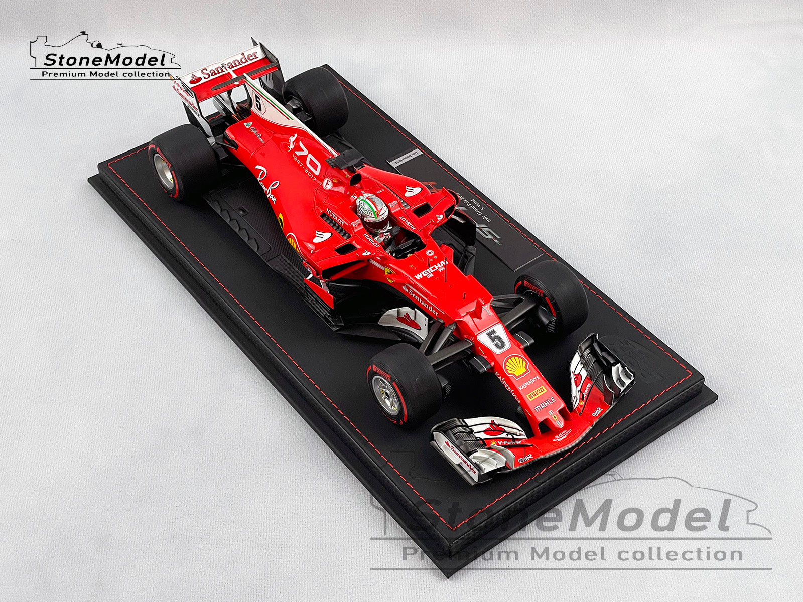 BBR 1:18 Ferrari F1 SF70H #5 Sebastian Vettel Italy GP Monza 2017 70th  Anniversary with Display Case