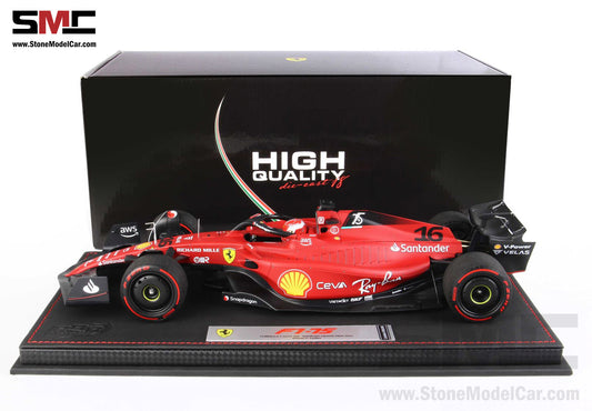 2022 F1 Ferrari F1-75 #16 Charles Leclerc Bahrain GP Winner 1st Win BBR 1:18 Leather Base