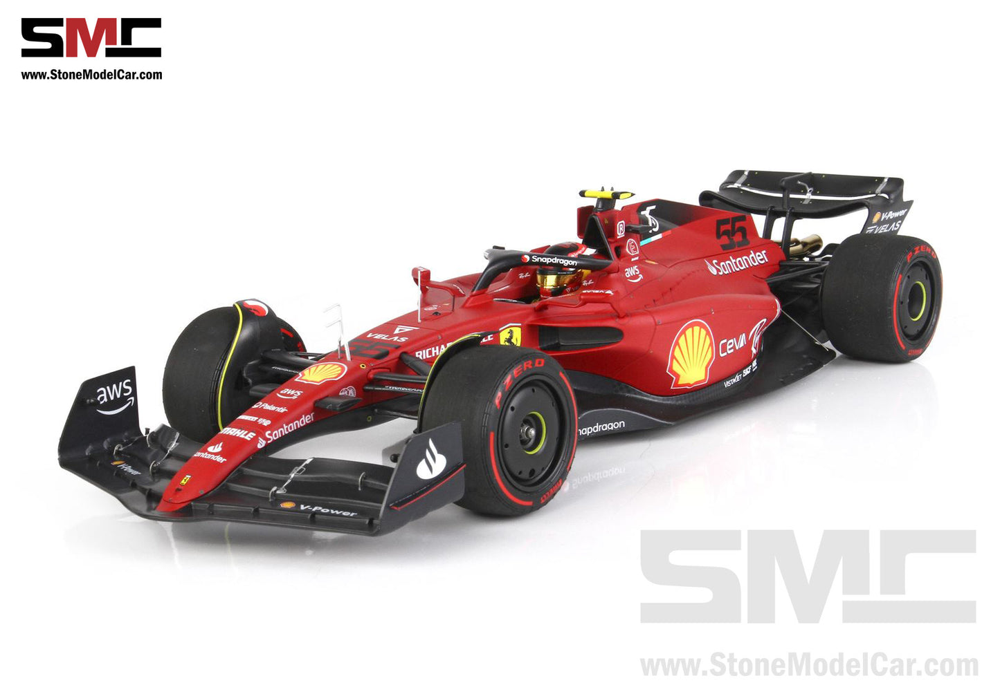2022 F1 Ferrari F1-75 #55 Carlos Sainz Bahrain GP 2nd Place 1st 1-2 of 2022 BBR 1:18