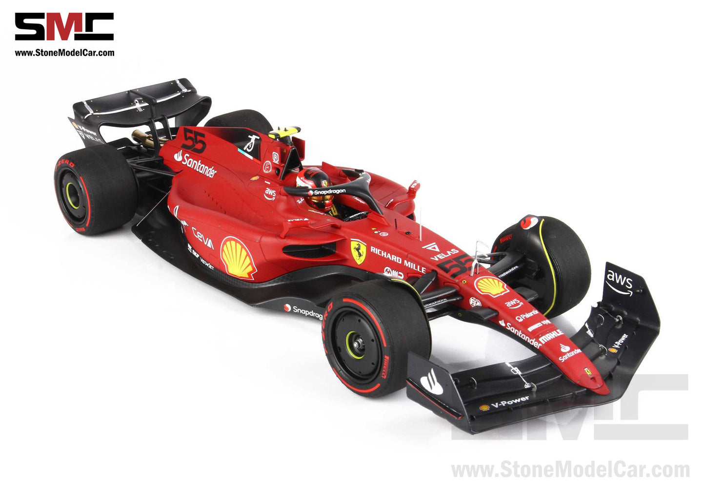 2022 F1 Ferrari F1-75 #55 Carlos Sainz Bahrain GP 2nd Place 1st 1-2 of 2022 BBR 1:18